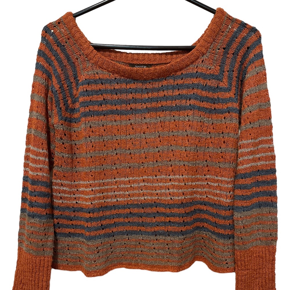 Figwood striped orange & slate blue sweater size S/M